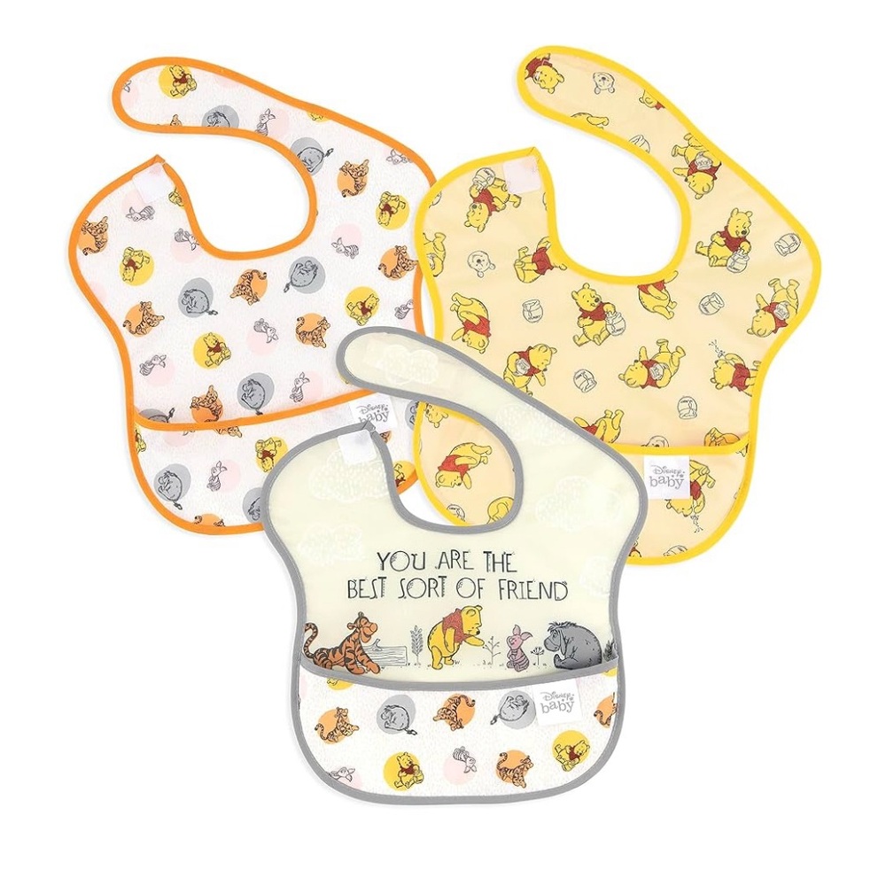 Bumkins Winnie the Pooh Bib Set - Yellow, Orange, Gray